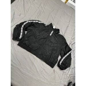 Lili Sport Womens 3X Black Queen Tape Sleeve Full Zip Windbreaker Jacket NEW
